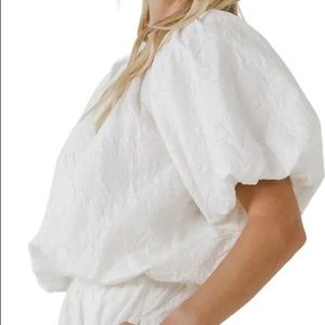 NWT Textured Puff Sleeve Cotton Top // ENDLESS ROSE